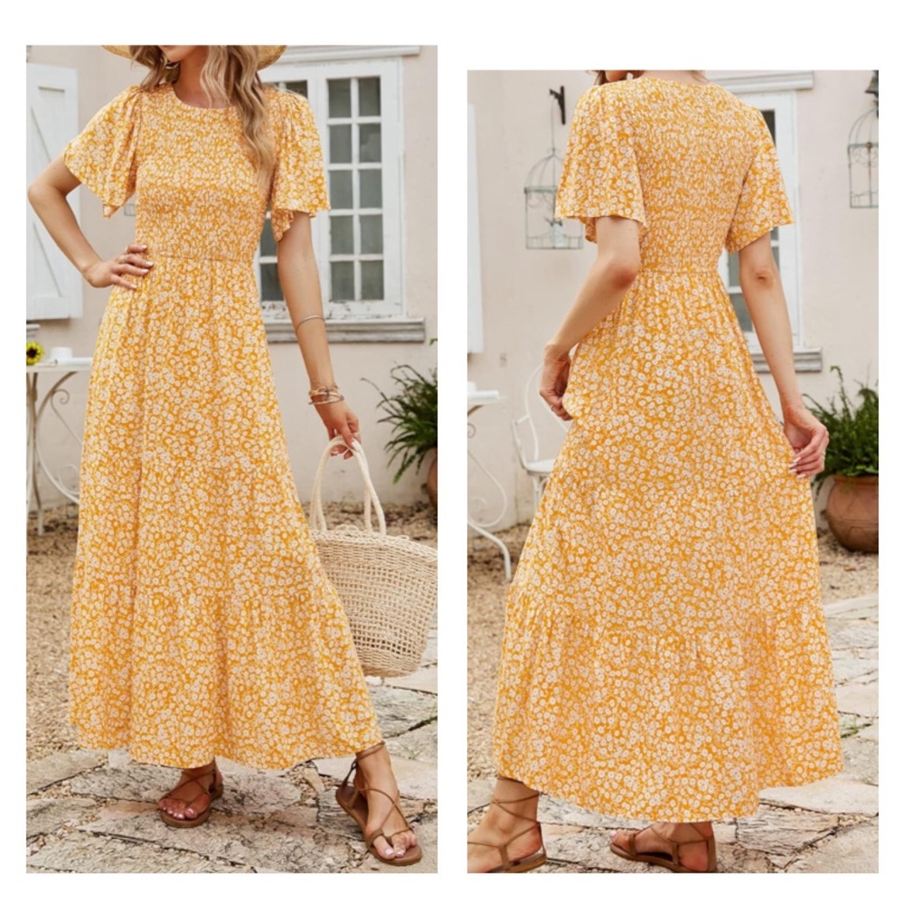 Floral Yellow Maxi Dress